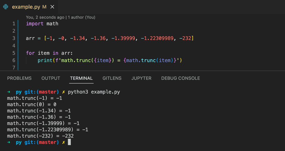 Python math trunc example