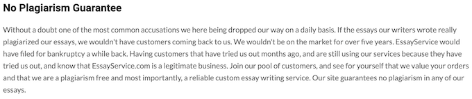 plagiarism policy on essayservice.com
