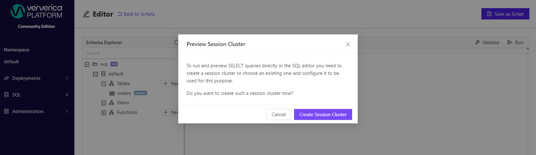 No Preview Session Cluster