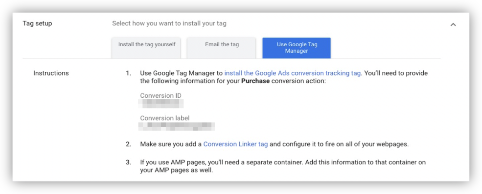 Retrieve your Conversion ID and Conversion label