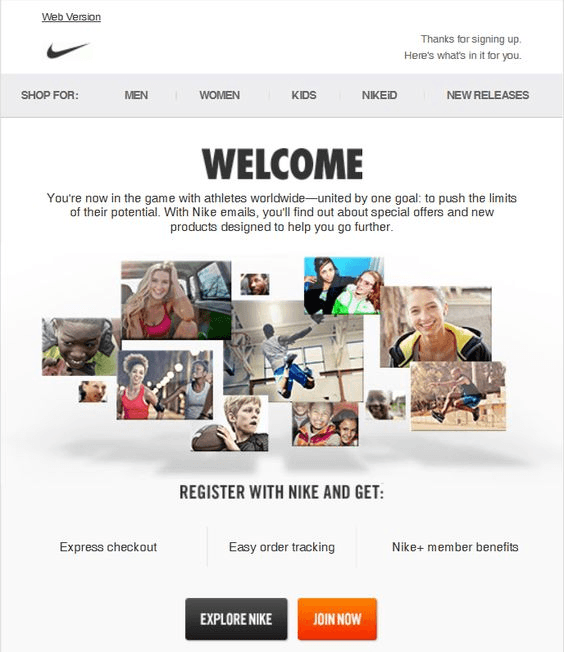 Nike welcome email