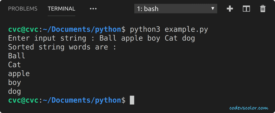 python-program-to-sort-all-words-of-a-string-in-alphabetical-order-codevscolor