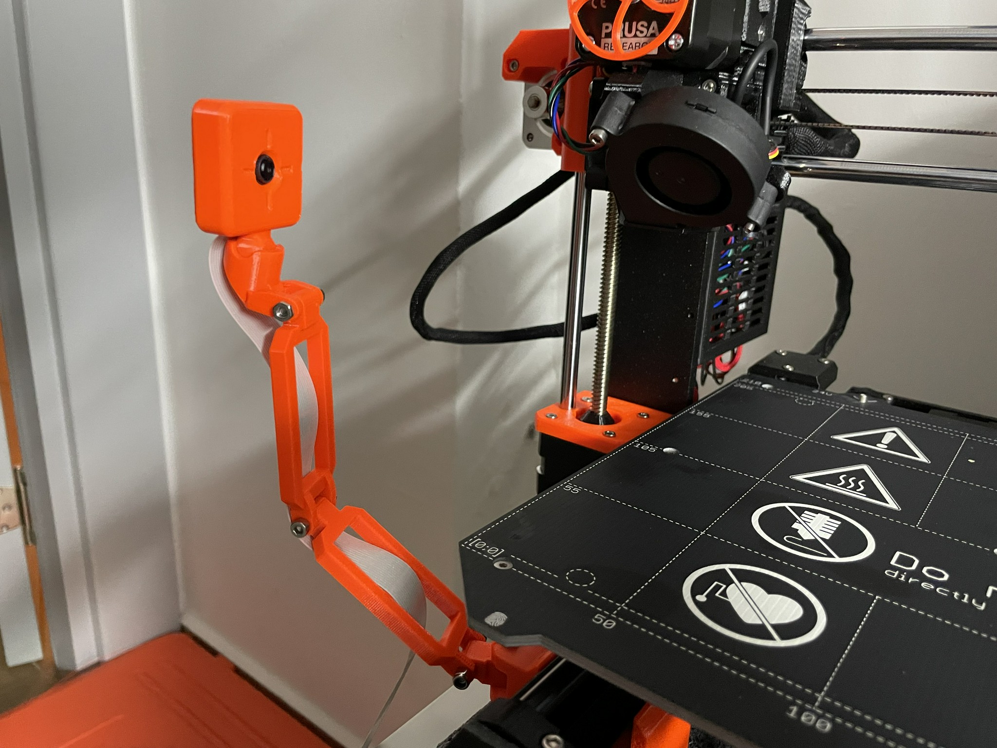 The Raspberry Pi camera attached to the 3D printer