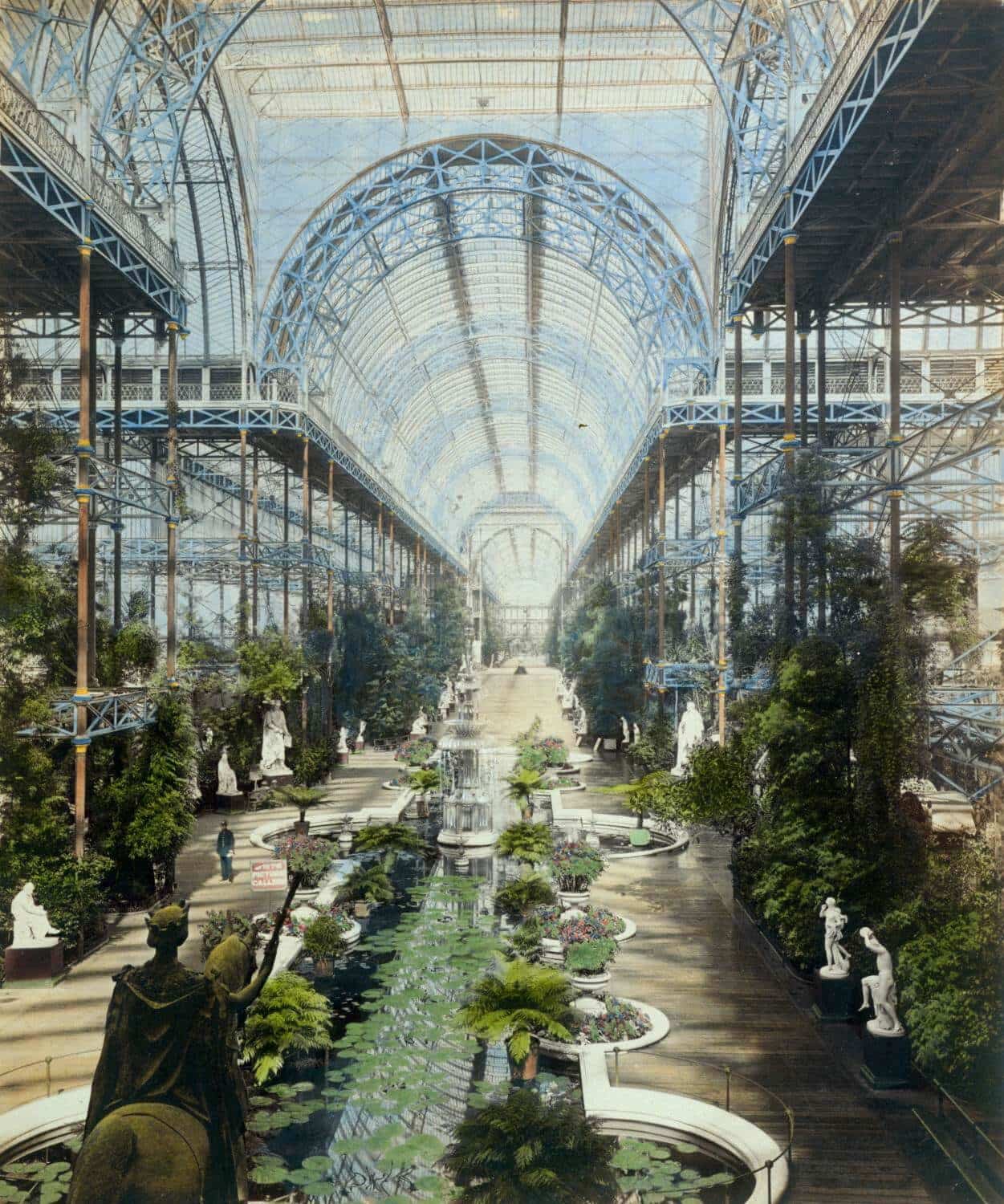 The interior of the Crystal Palace circa 1859, eight years after the Great Exhibition. Source: Historic England Archive