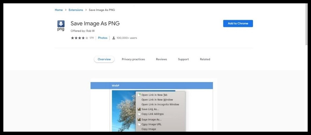 "Save Image as PNG" extension