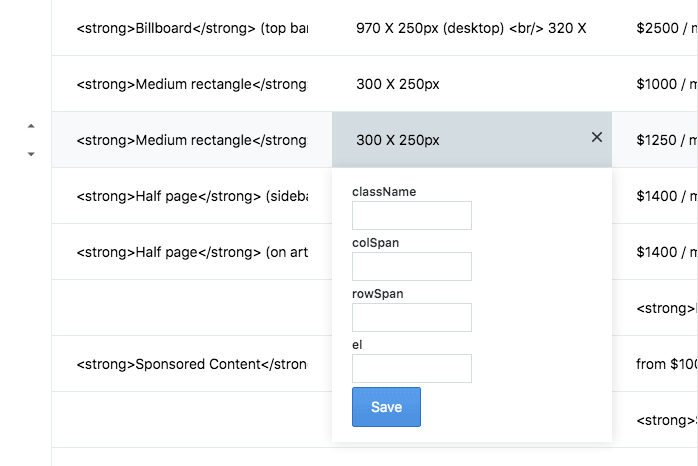 Contentful JSON Table