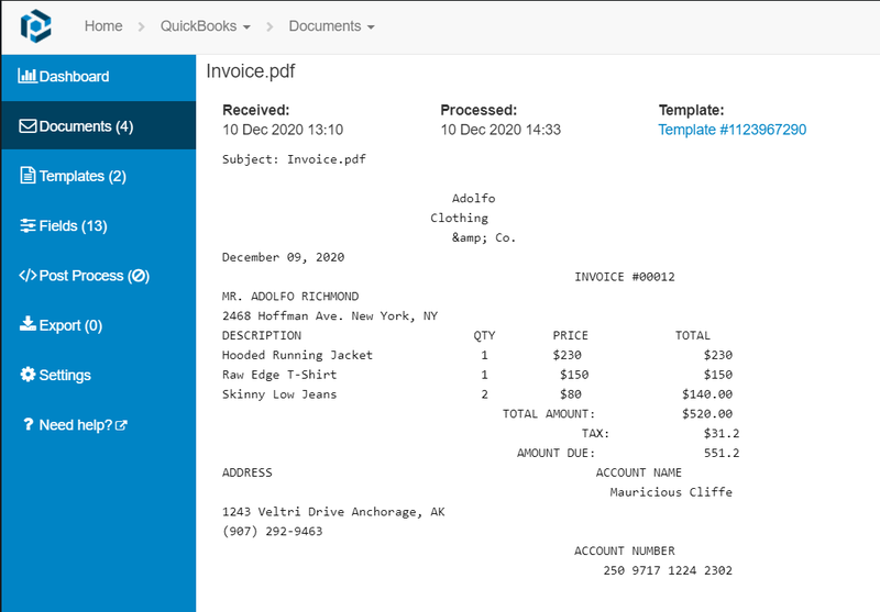 create template in Parseur