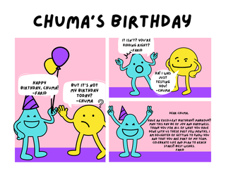 Chuma's birthday card - page one