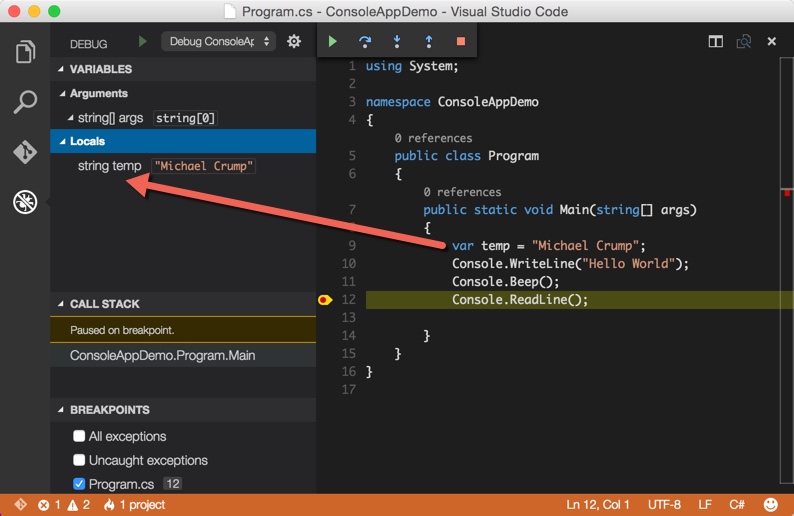 find the consol on visual studio for mac