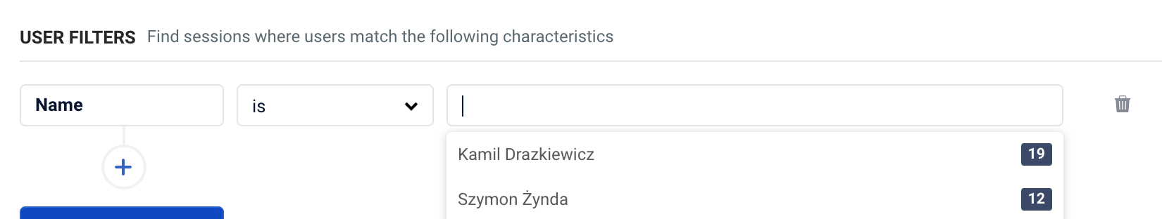 User filters - name identify-users