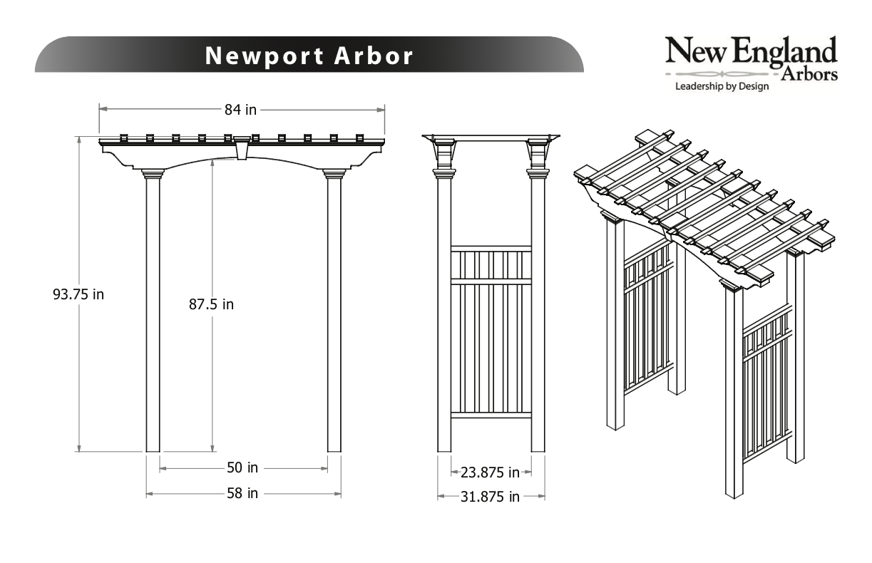 Vinyl Garden Arbor Kits Canada and USA Newport Arbor VA84027
