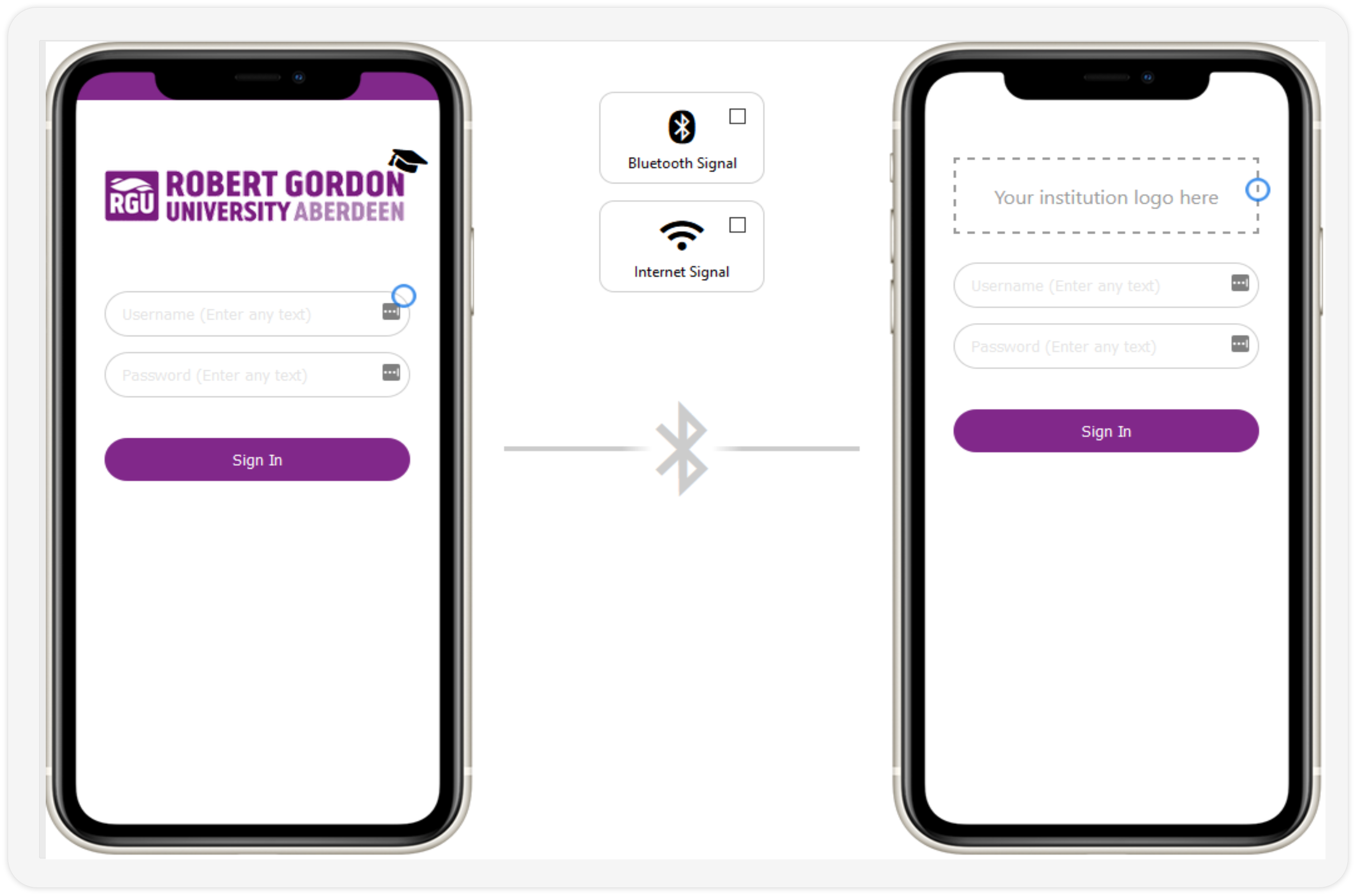 The login page of the Attendr mobile demo