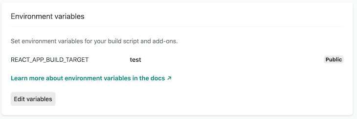 The test production environment on Netlify.