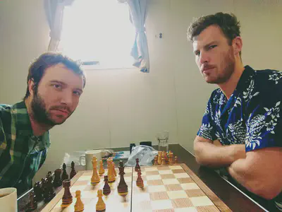 It's a long transit to the next dredge so Chris Dagger and I played chess to pass the time. (I won.)
