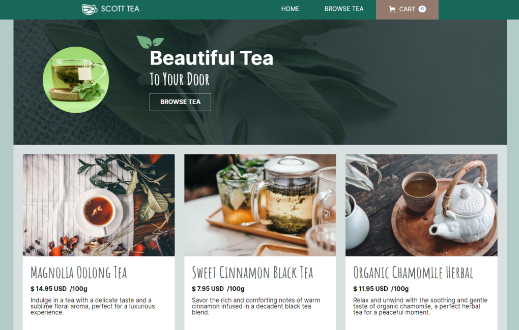 Scott Tea Ecommerce website