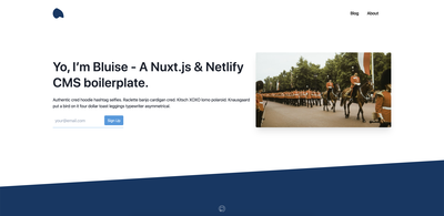 Screenshot of a page created with Nuxt, Tailwind & Netlify CMS Starter