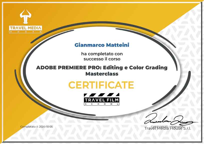 Certificato Adobe premier pro