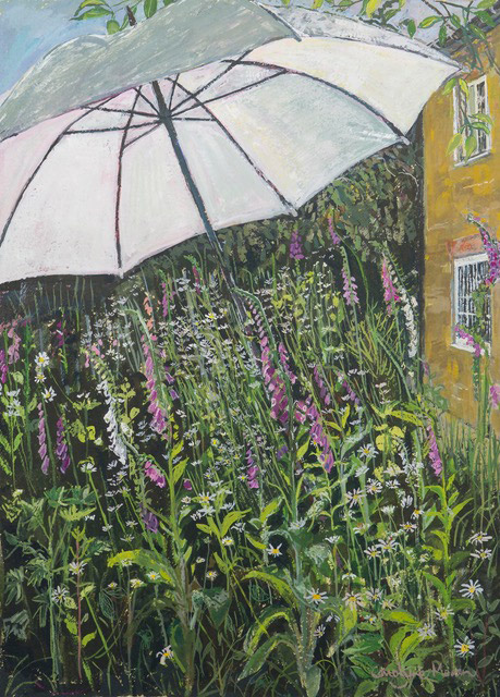 Summer Parasol gouache painting