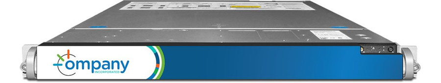 Painted metal bezel server branding for E-1800 R5 1U