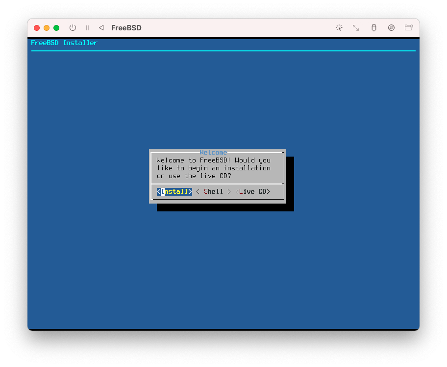 選擇「Install」，開始安裝 FreeBSD