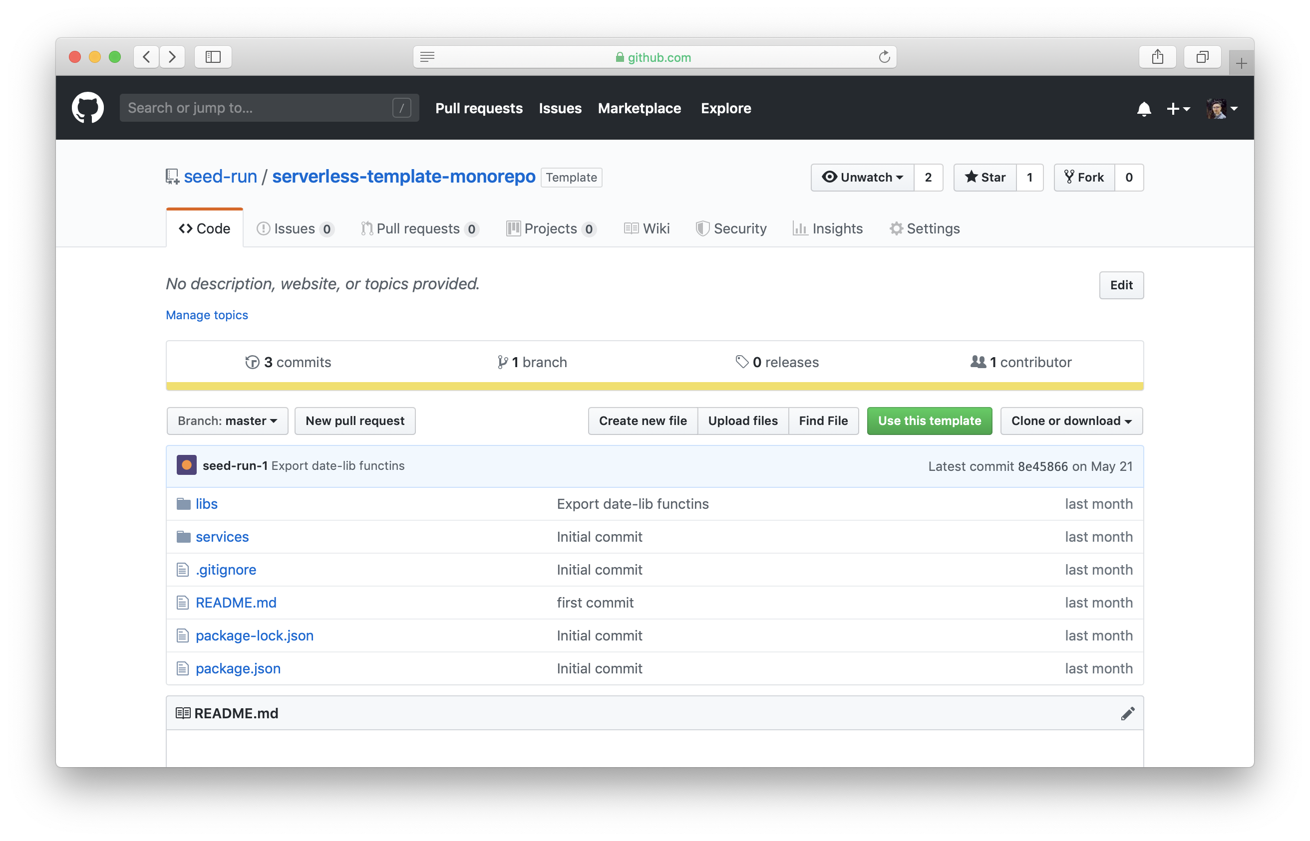 Use Seed monorepo Serverless GitHub template