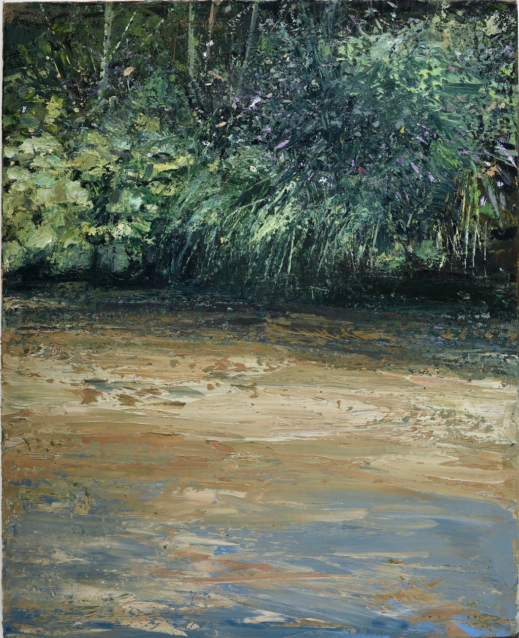 Riverbank with Buddleja Oil on Canvas