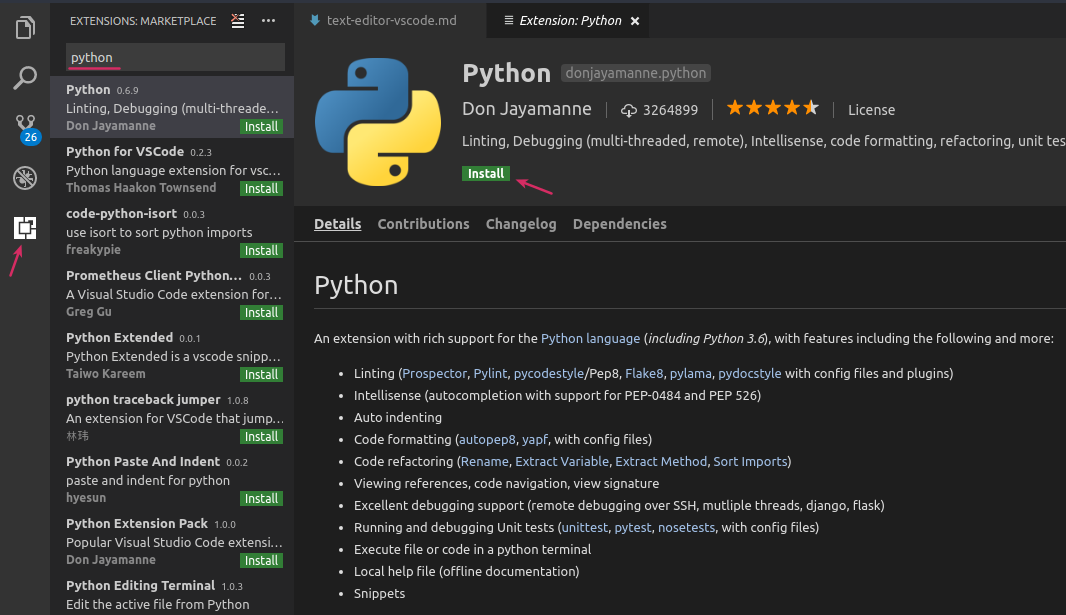 Extension Python untuk VS Code
