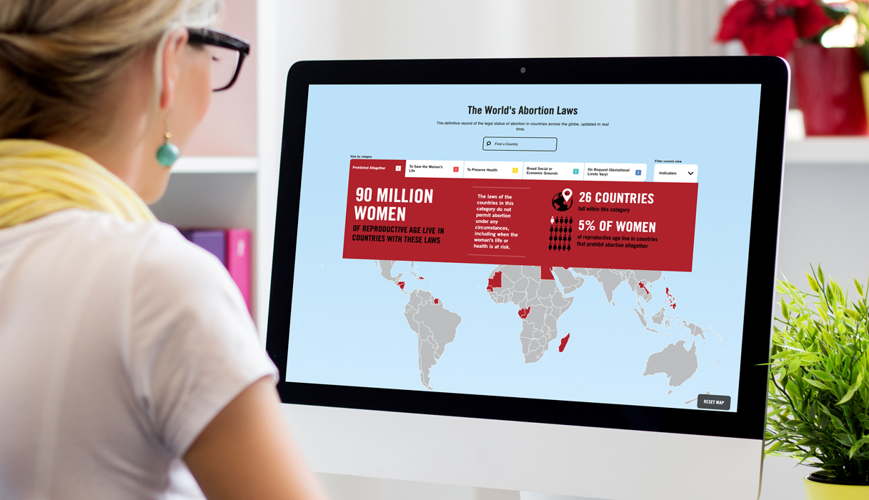 World Abortion Laws map on a desktop screen