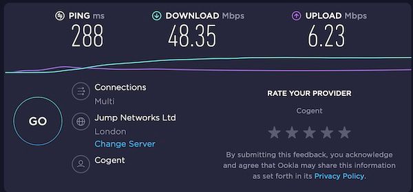 London VPN Speedtest