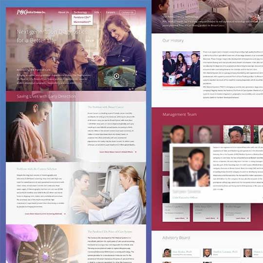 Screenshots of a healthcare company website