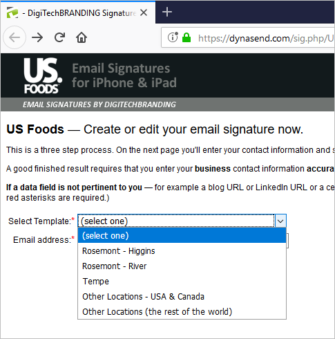 US Foods Email Signature Templates