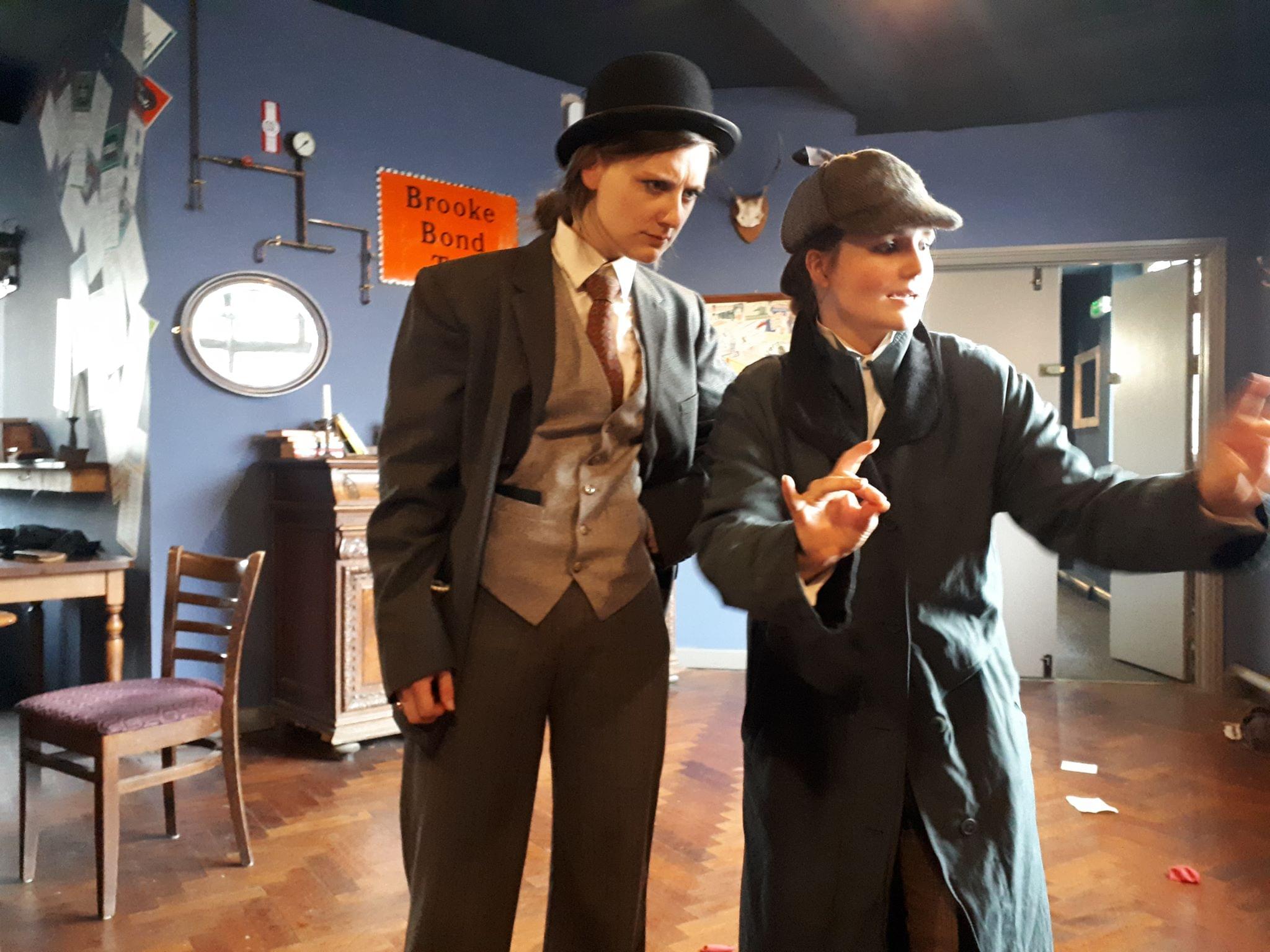 Sophie Milnes and Jasmine Atkins-Smart, rehearsing for The Accidental Adventures of Sherlock Holmes