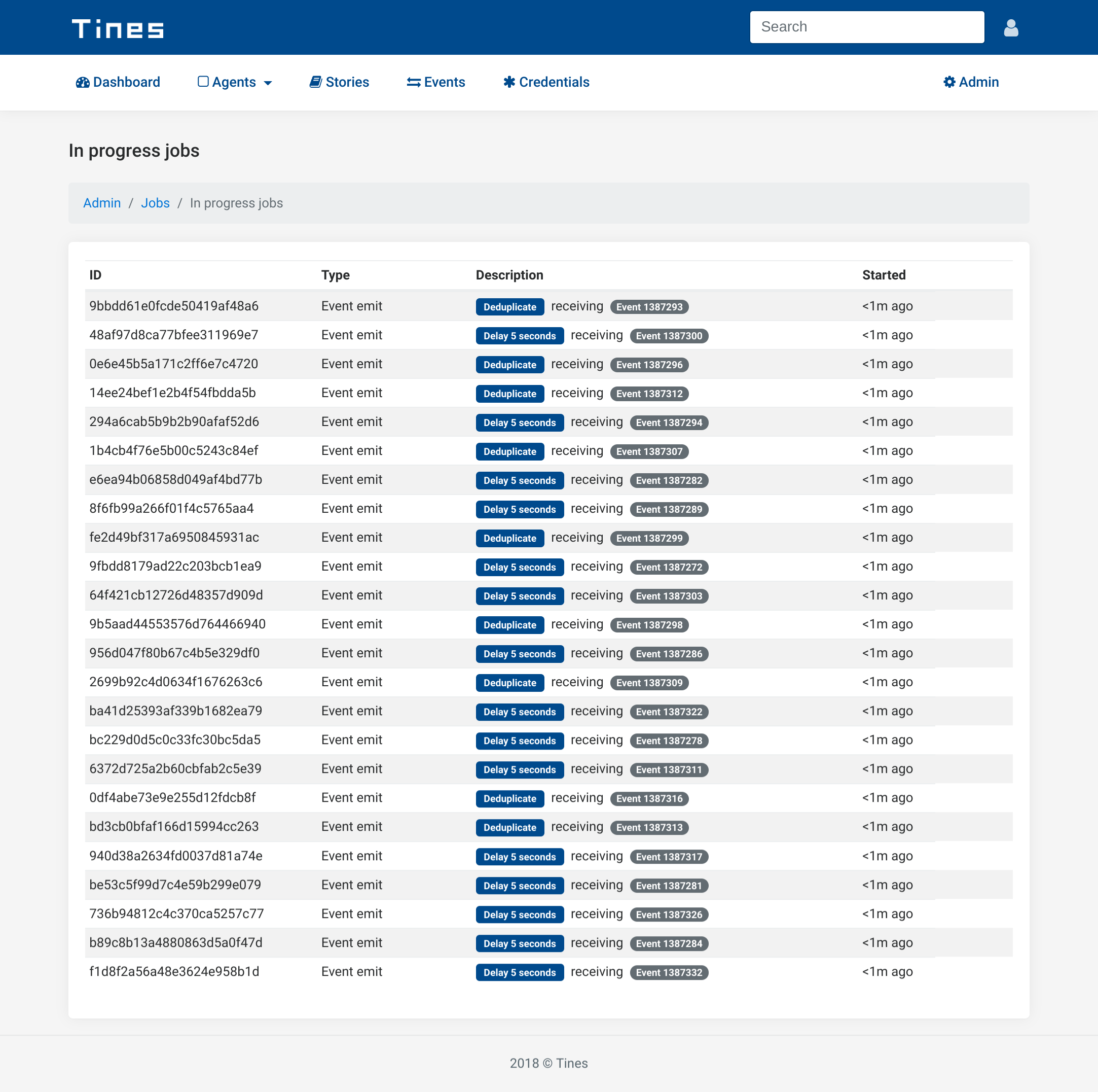 In progress jobs