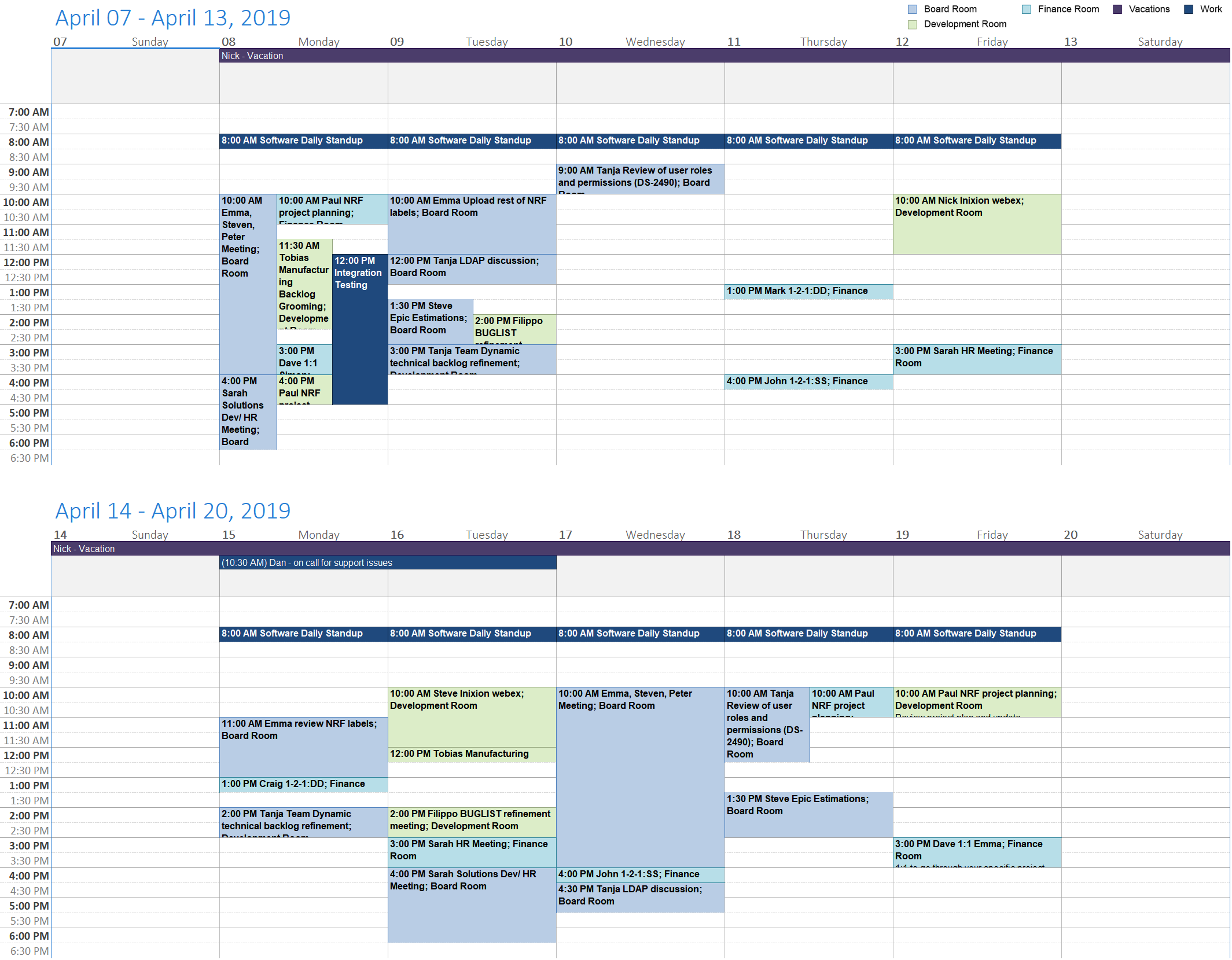 2 Weeks/Page Column Template