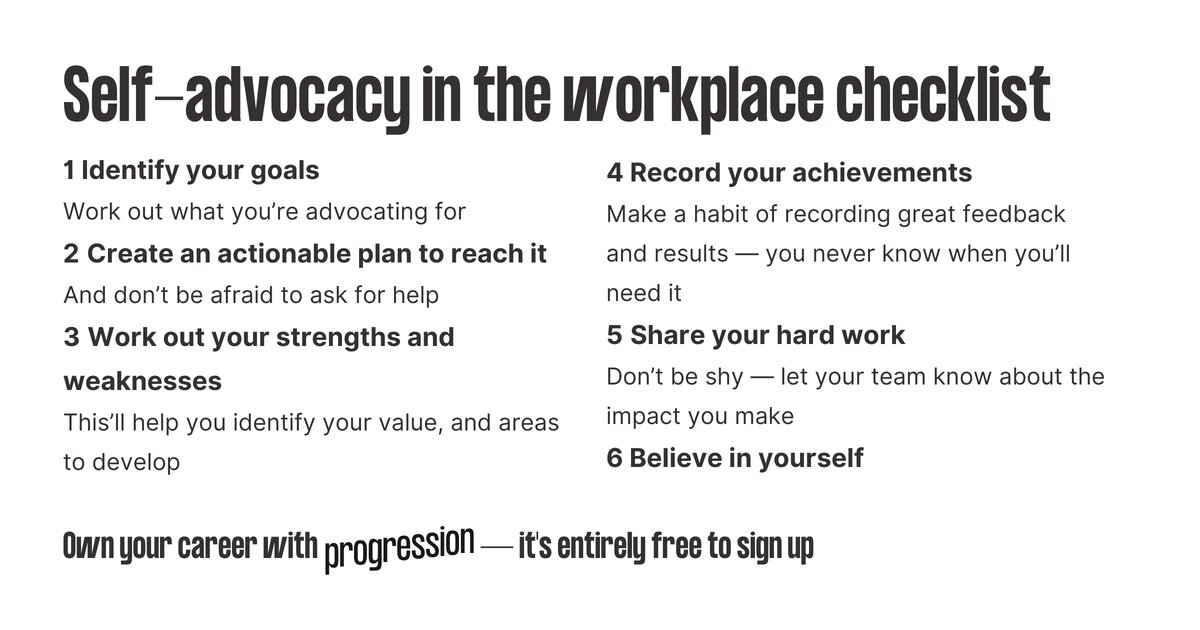 Self-advocacy in the workplace checklist