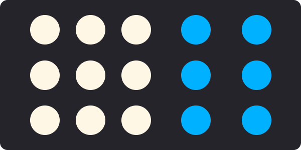 graphical illustration showing 2 groups of circles, separated by increased space.