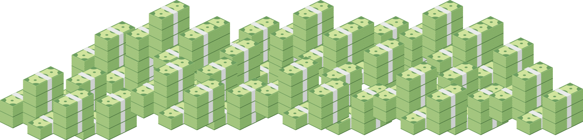 Several piles of money