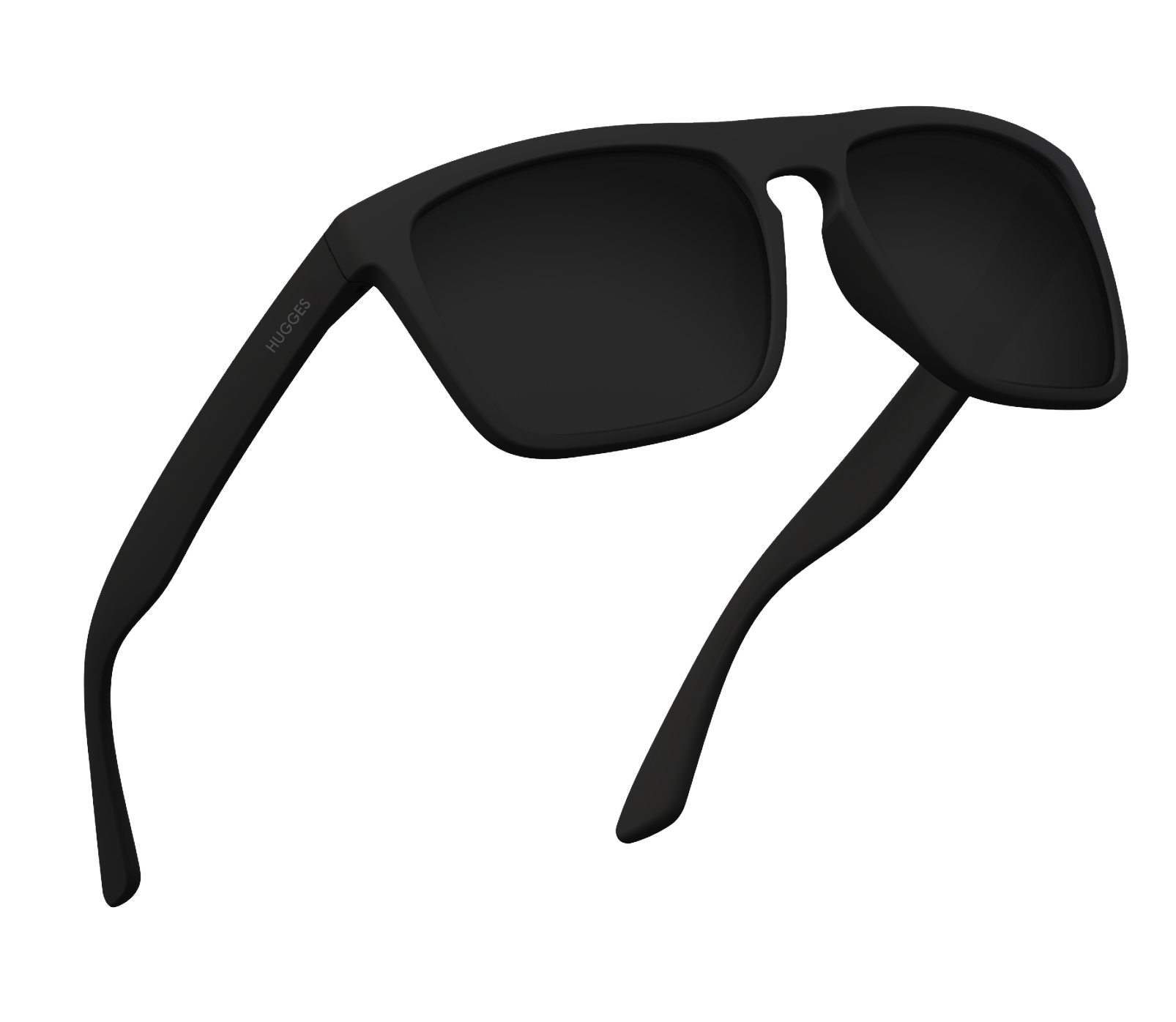 A photo of a pair of black sunglasses.