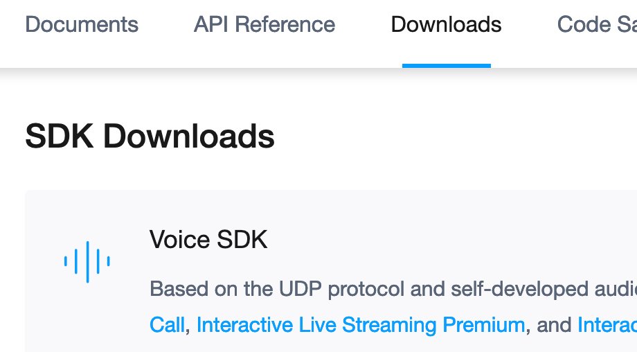 Downloadseite des Agora SDKs