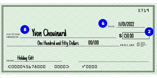 A personal check with the memo line filled out, helping the recipient understand what the check was for and why it was written