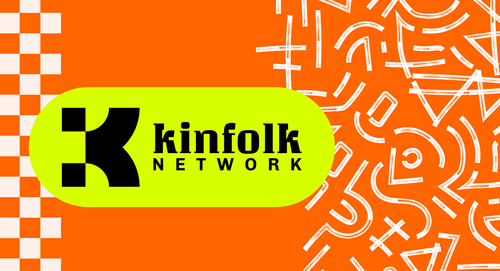 The new Kinfolk Network logo set against a bright yellow background.