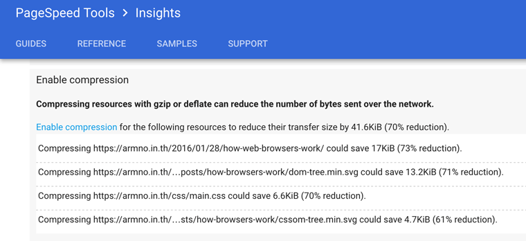 PageSpeed แนะนำว่า ควรใช้งาน GZIP compression