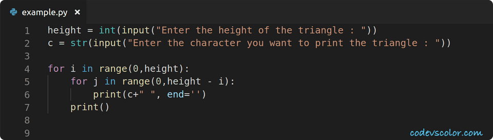 python invert right angle triangle character python invert right angle triangle character