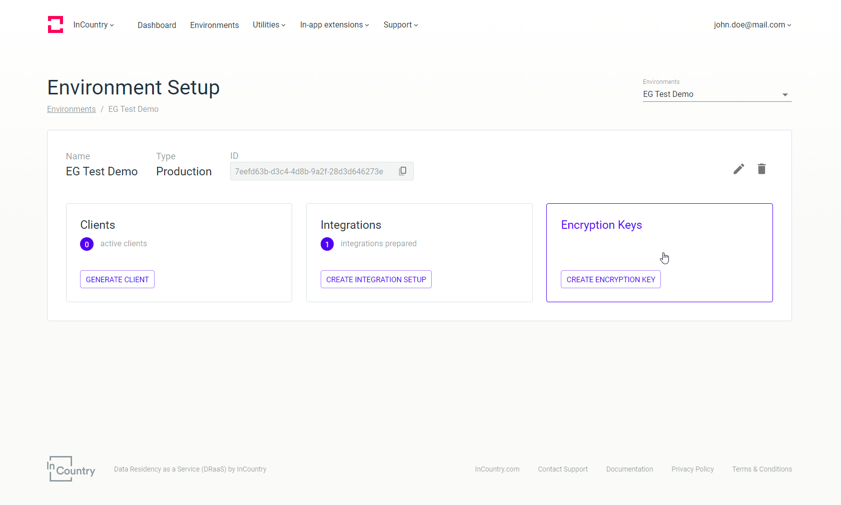 Managing encryption keys InCountry Docs