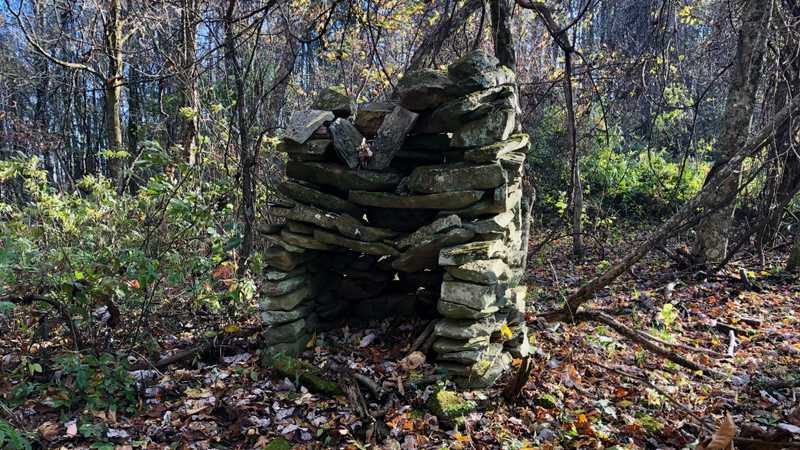 An old stone chimney at Peels Top