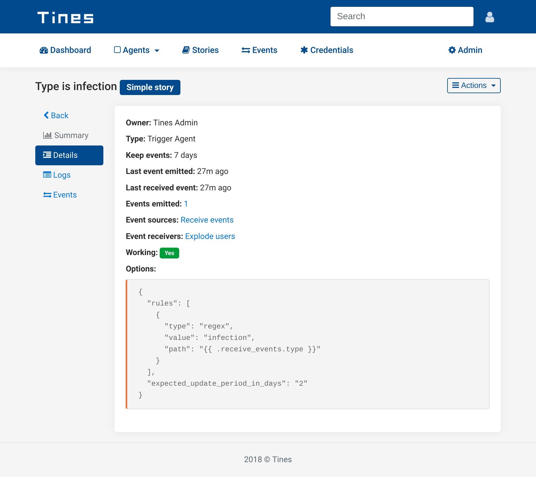 Type is infection - agent configuration