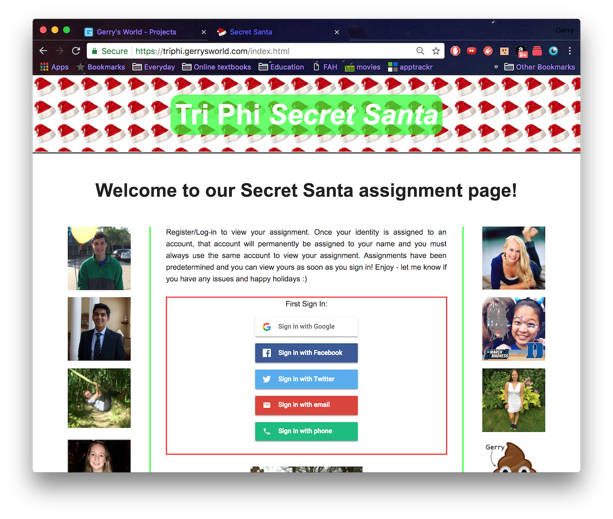 Secret Santa v2 Main Page