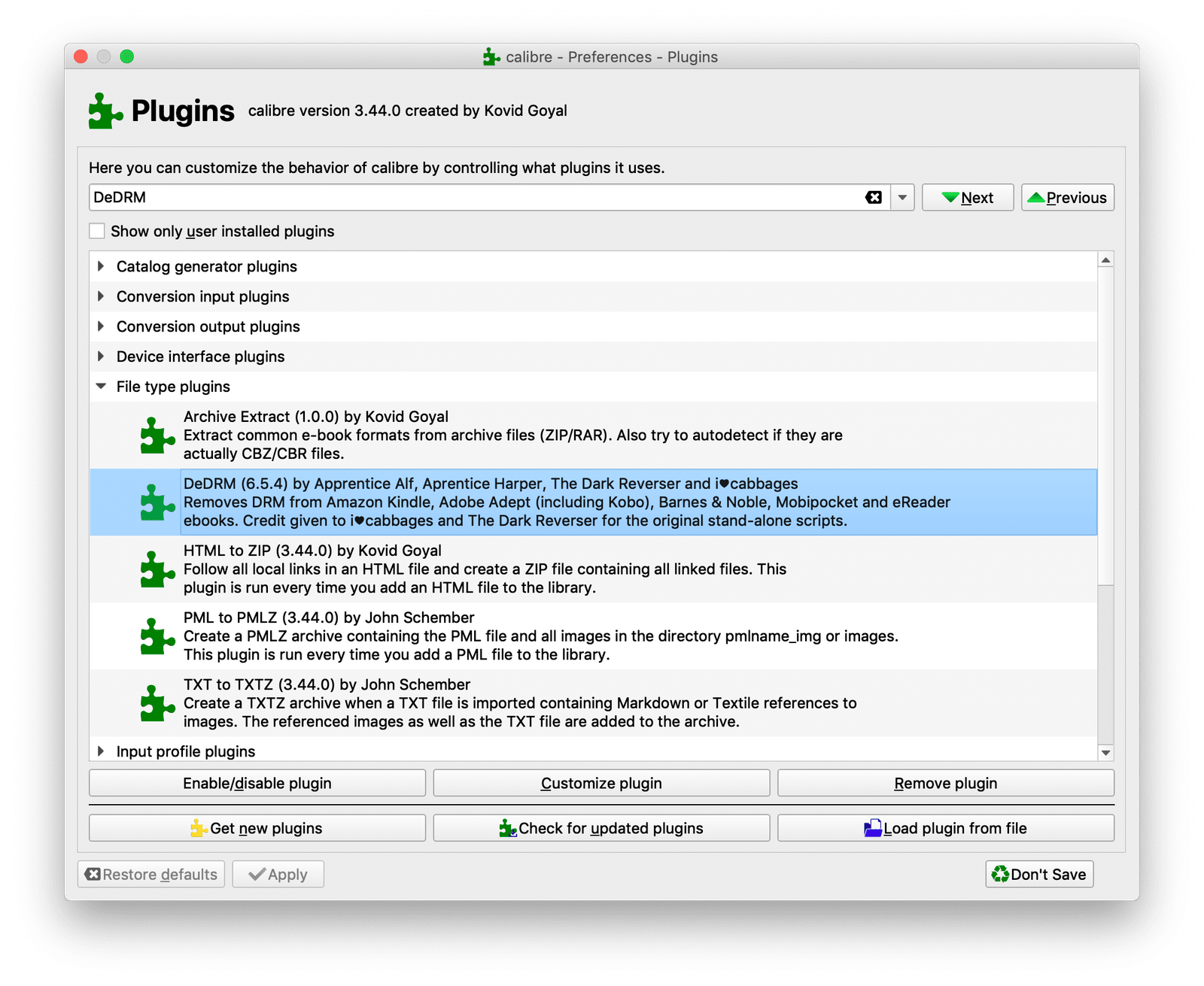 dedrm calibre instructions