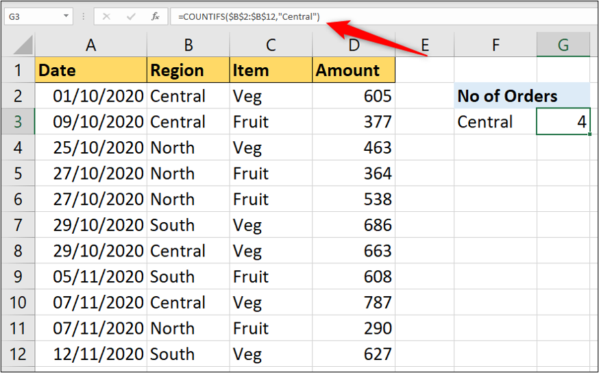 Excel countif не равно