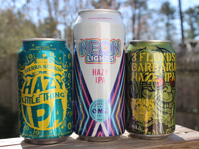 Three Hazy IPAs from separate craft breweries